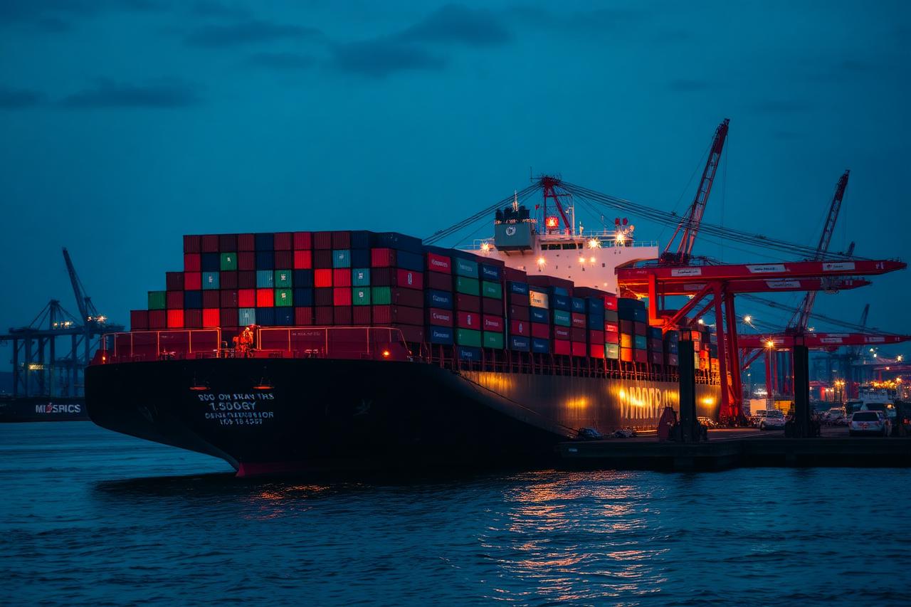 Navio cargueiro no porto